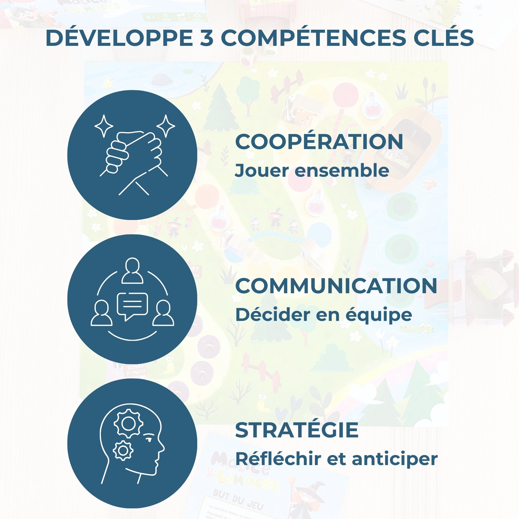 developpe 3 comptences cles : cooperation-communication-strategie
