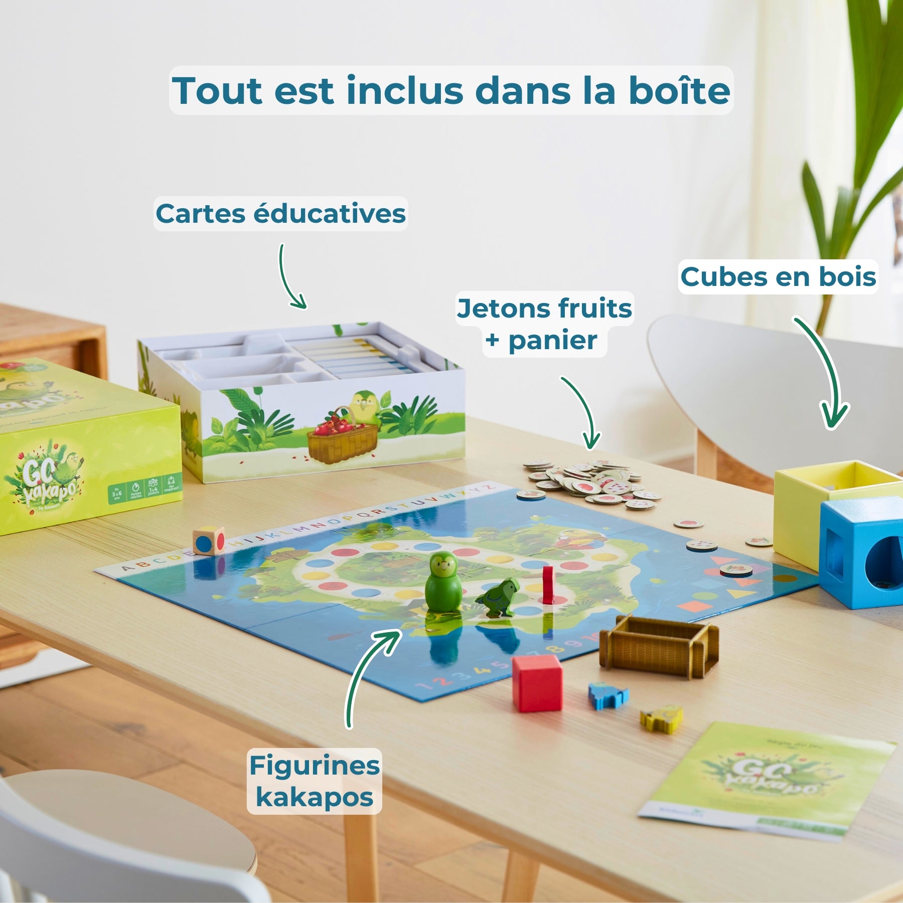 Présentation de tous les éléments du jeu Go Kakapo