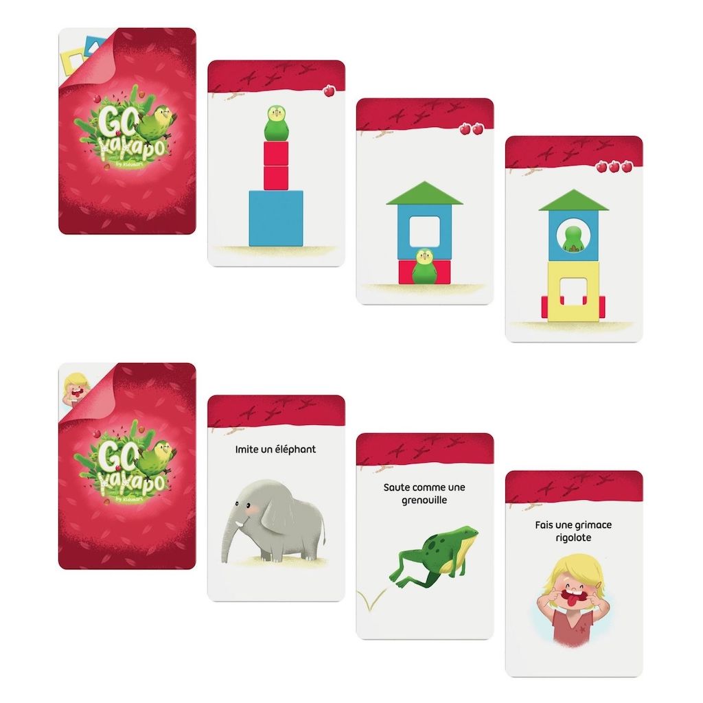Cartes défis cubes et défis rigolos rouge Go Kakapo